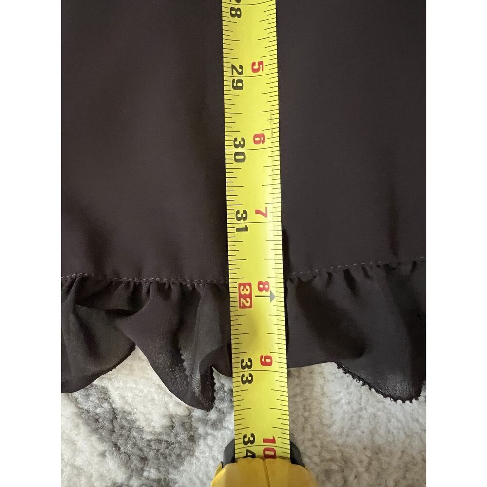 VERA WANG VTG Y2K Brown Chiffon Ruffle Grosgrain Ribbon Neck Babydoll Dress 6 - Picture 14 of 14
